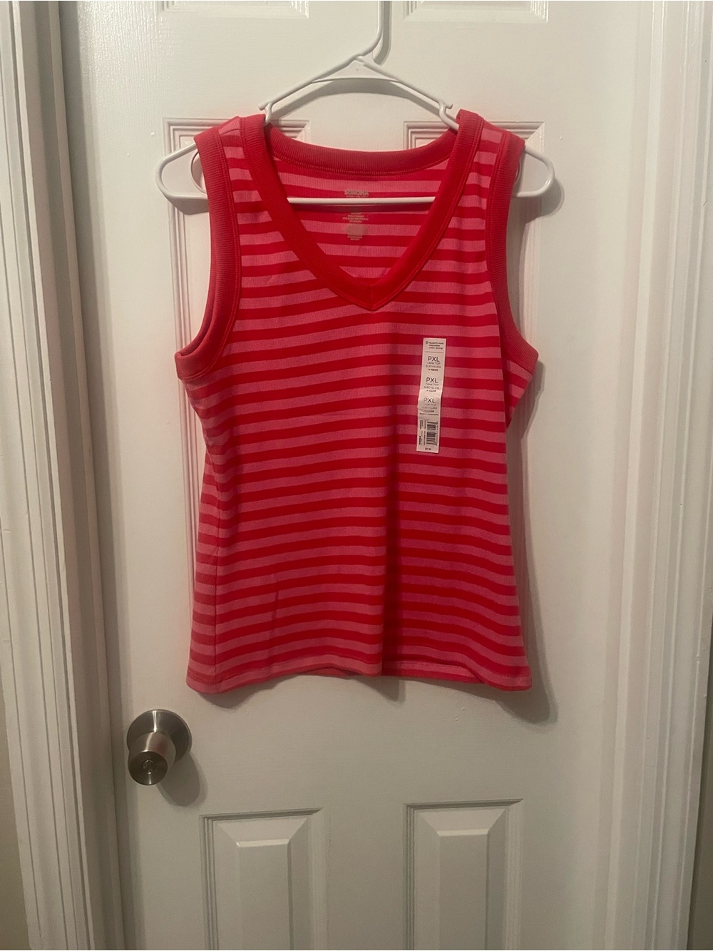 Sonoma Pink and Red Striped V-Neck Tank